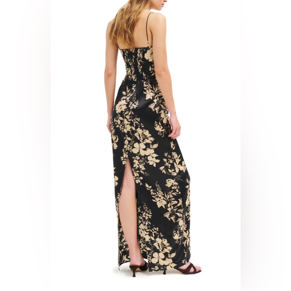 Reformation Black and Cream Floral Slip Midi Dress - Picture 2 of 6